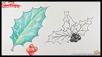 How to Draw Christmas Holly