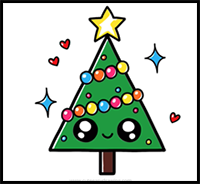 How to Draw a Cute Christmas Tree Easy Drawing and Coloring for Kids and Toddlers