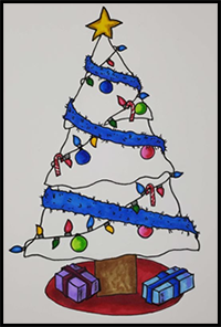 How to Draw a Christmas Tree Easy