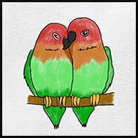 How to Draw Love Birds
