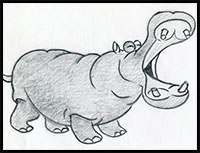 how to draw a cartoon hippo