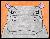 how to draw a hippo face