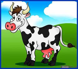 How to Draw Cartoon Cows / Bulls with Eay Drawing Instructions