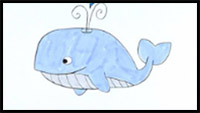 how to draw a whale step by step in cartoon style