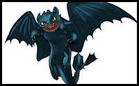 How to Draw Toothless Night Fury Dragon from How to Train Your Dragon