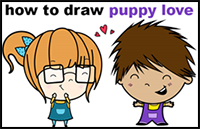 Learn How to Draw a Cute / Chibi Boy and Girl in Love With Simple Steps Drawing Lesson for Children
