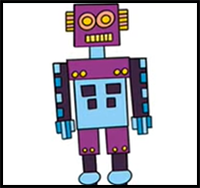 How to Draw a Robot using Simple Shapes