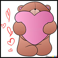 How to Draw Teddy Bears with Hearts with Easy Step by Step Valentine's