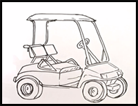 How to Draw a Golf Cart Step by Step