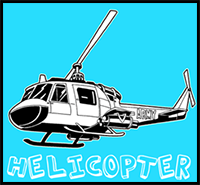 How to Drawing Helicopter with Easy Step by Step Drawing Lessons and Tutorials for Kids, Teens