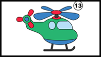 How to Draw a Helicopter (Tutorial) in 12 Simple Steps (for Kids)