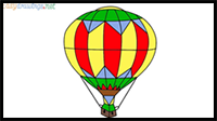 how to draw a hot air balloon easy step by step