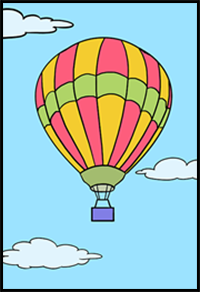 Complete Hot Air Balloon drawing tutorial