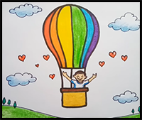 Easy Hot Air Balloon Drawing