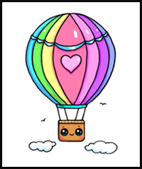How to Draw a Hot Air Balloon Cute & Easy