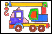 Crane Drawing Easy, Painting and Coloring for Toddlers & Kids