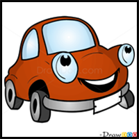 How to Draw Happy Car, Cartoon Cars