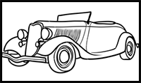 How to Draw Ford Roadster 1933, Retro Cars