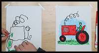 How to Draw a Tractor Preschool Kids Art Tutorial