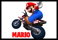 How to Draw Mario Driving a Motorcycle from Wii Mario Kart