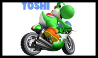 How to Draw Yoshi on a Motor Bike from Wii Mario Kart