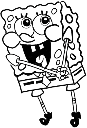 spongebob-16 Now outline the 'right' lines with marker or pen