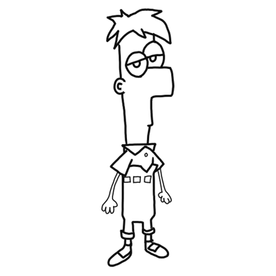    Fashioned on How To Draw Ferb From Phineas And Ferb For Kids   Step By Step Drawing