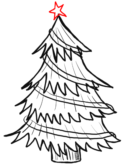 How to Draw Christmas Trees Step by Step Drawing Lesson - How to Draw Step by Step Drawing Tutorials