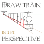 Drawing Trains in 1 Point Perspective with Easy Step by Step Tutorial