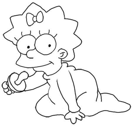 Simpsons Coloring Pages on How To Draw Maggie Simpson From The Simpsons   Step By Step Drawing