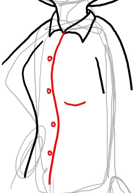 button down shirt drawing. Now draw the utton down part