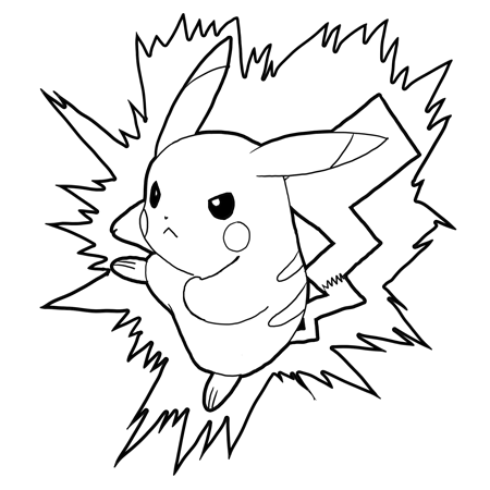 Pikachu Coloring Pages on This Image Bigger As A Pikachu Attacking In Battle Coloring Book Page