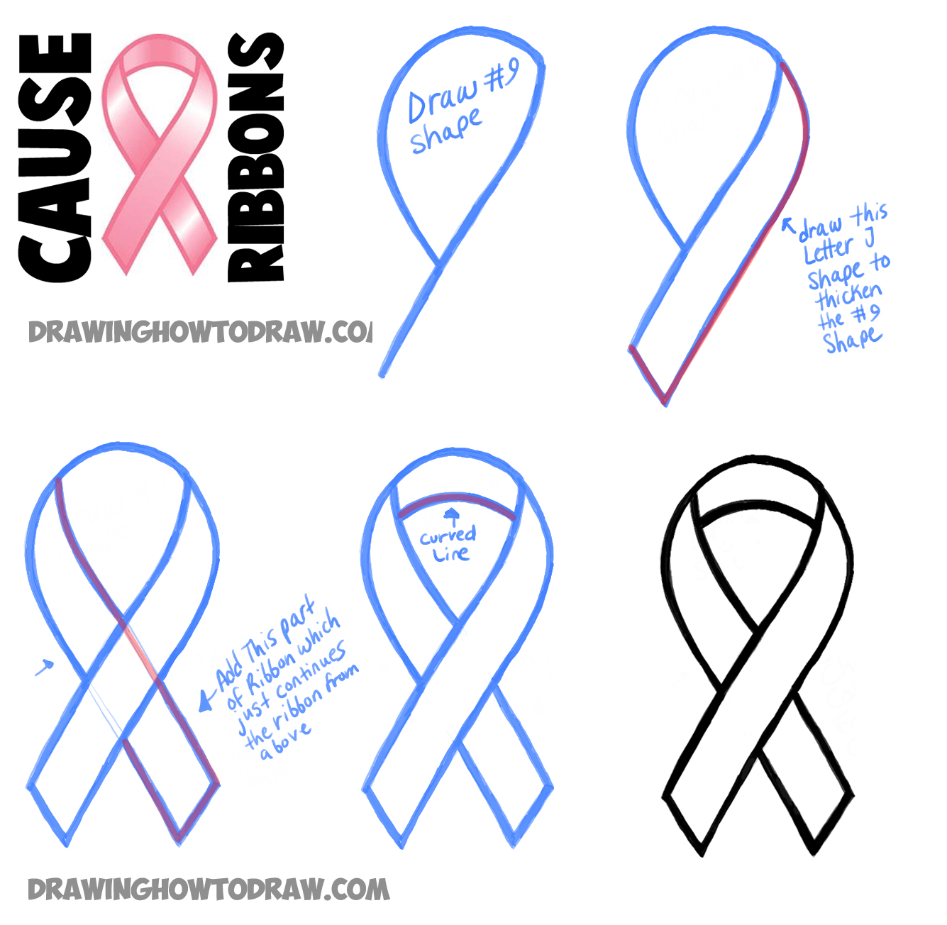 How To Draw Awareness Ribbons For Causes Such As Breast Cancer And 