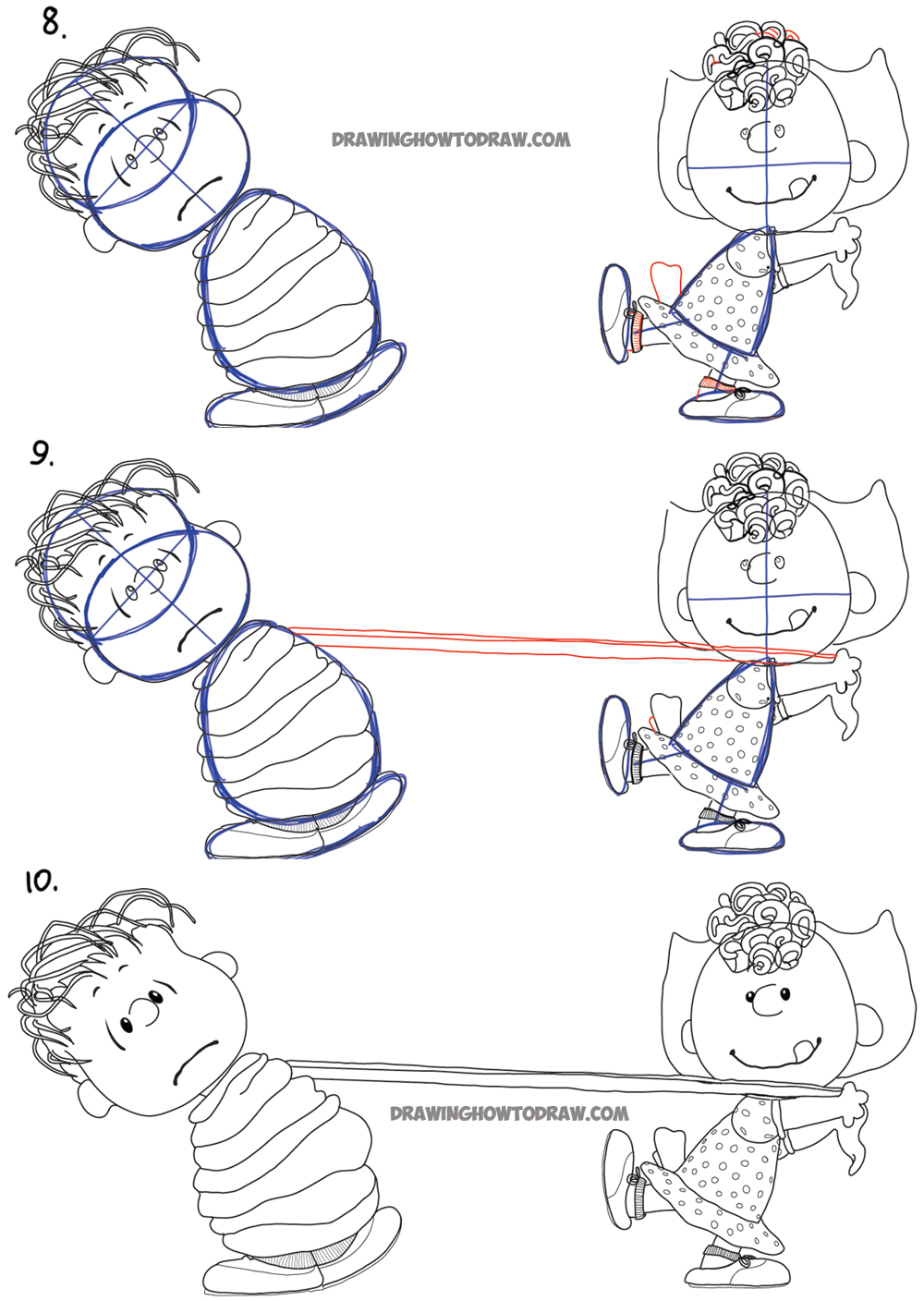 How to Draw Linus and Sally from The Peanuts Movie in Easy Steps - How