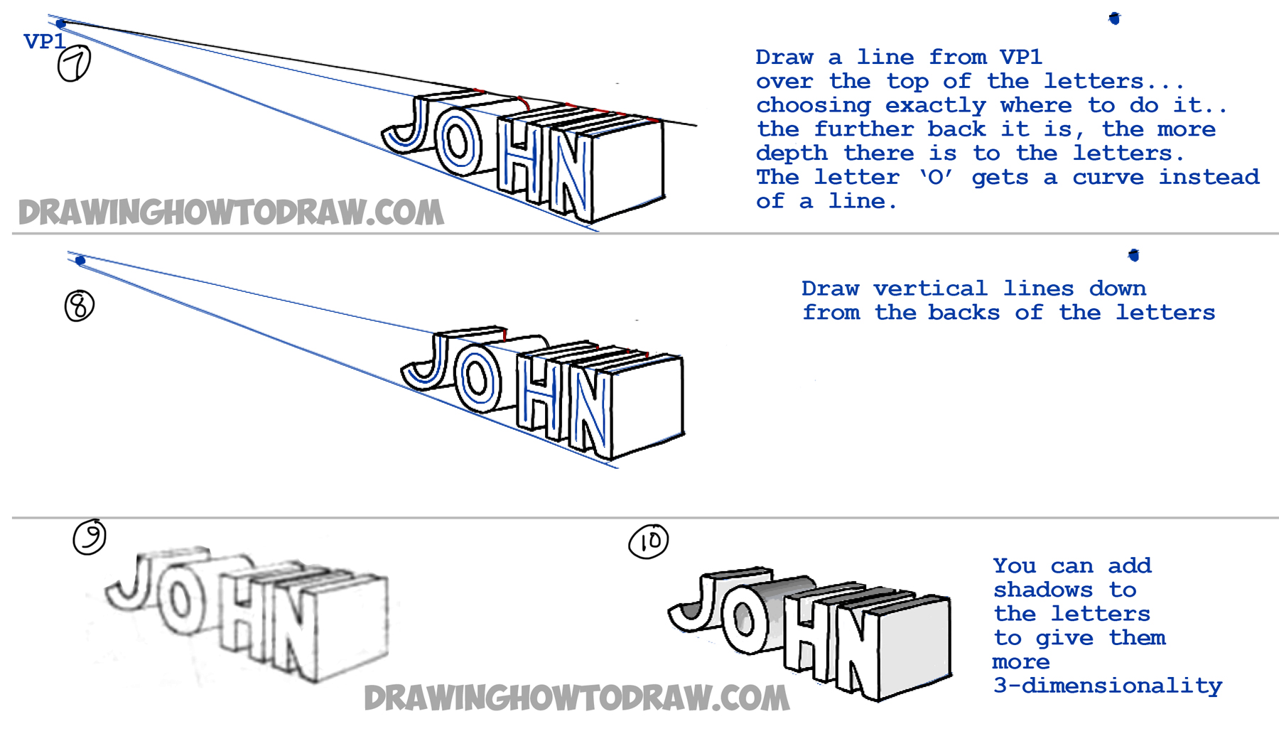 How To Draw 3 Dimensional Letters With 2 Point Perspective Simple Drawing Tutorial How To 