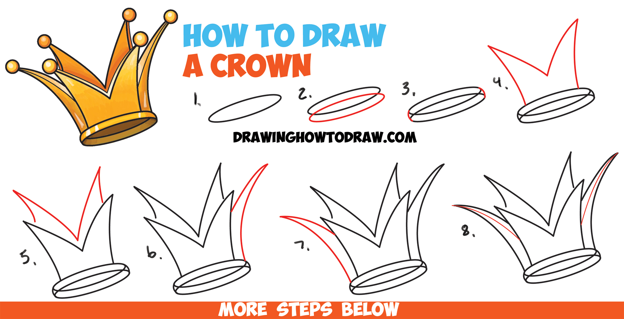 How To Draw A Crown Drawing Cartoon Crowns Easy Step By Step 