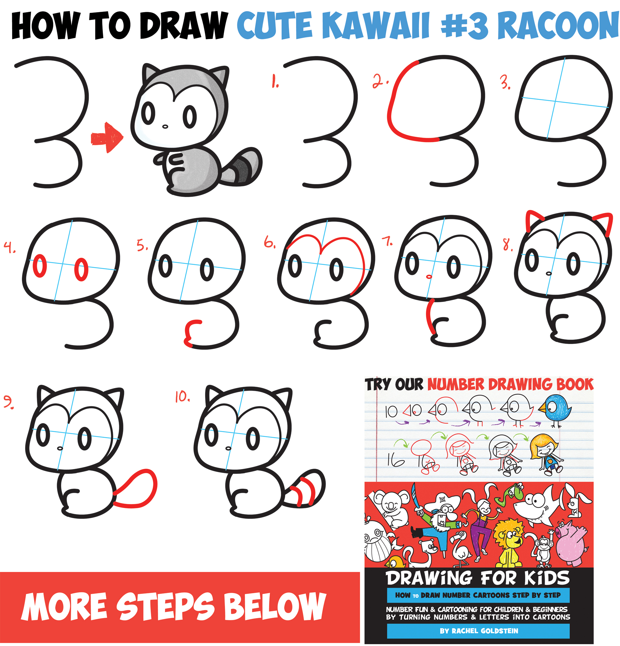 How to Draw Cute Chibi / Kawaii Characters with Number 3 Shapes Easy
