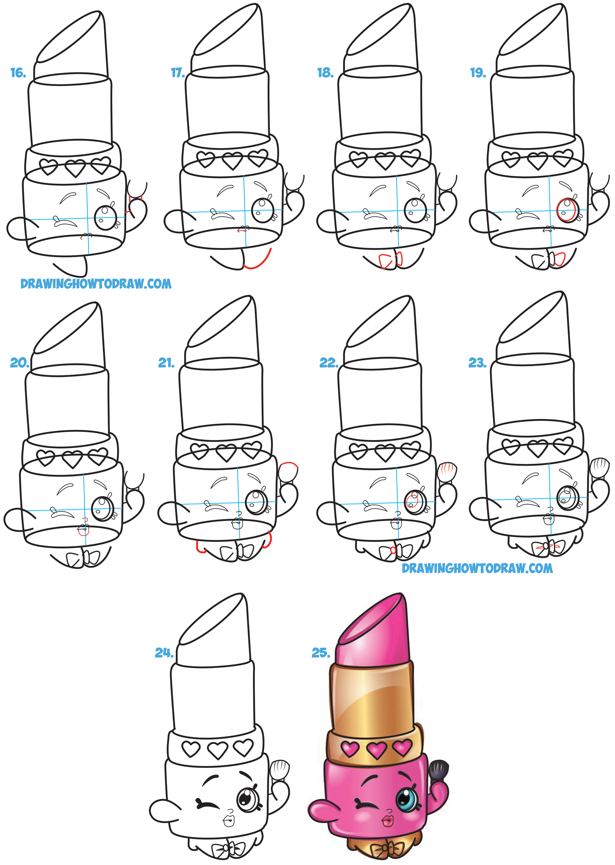 How To Draw Lippy Lips Cute Lipstick From Shopkins Easy Step By Step Drawing Tutorial For