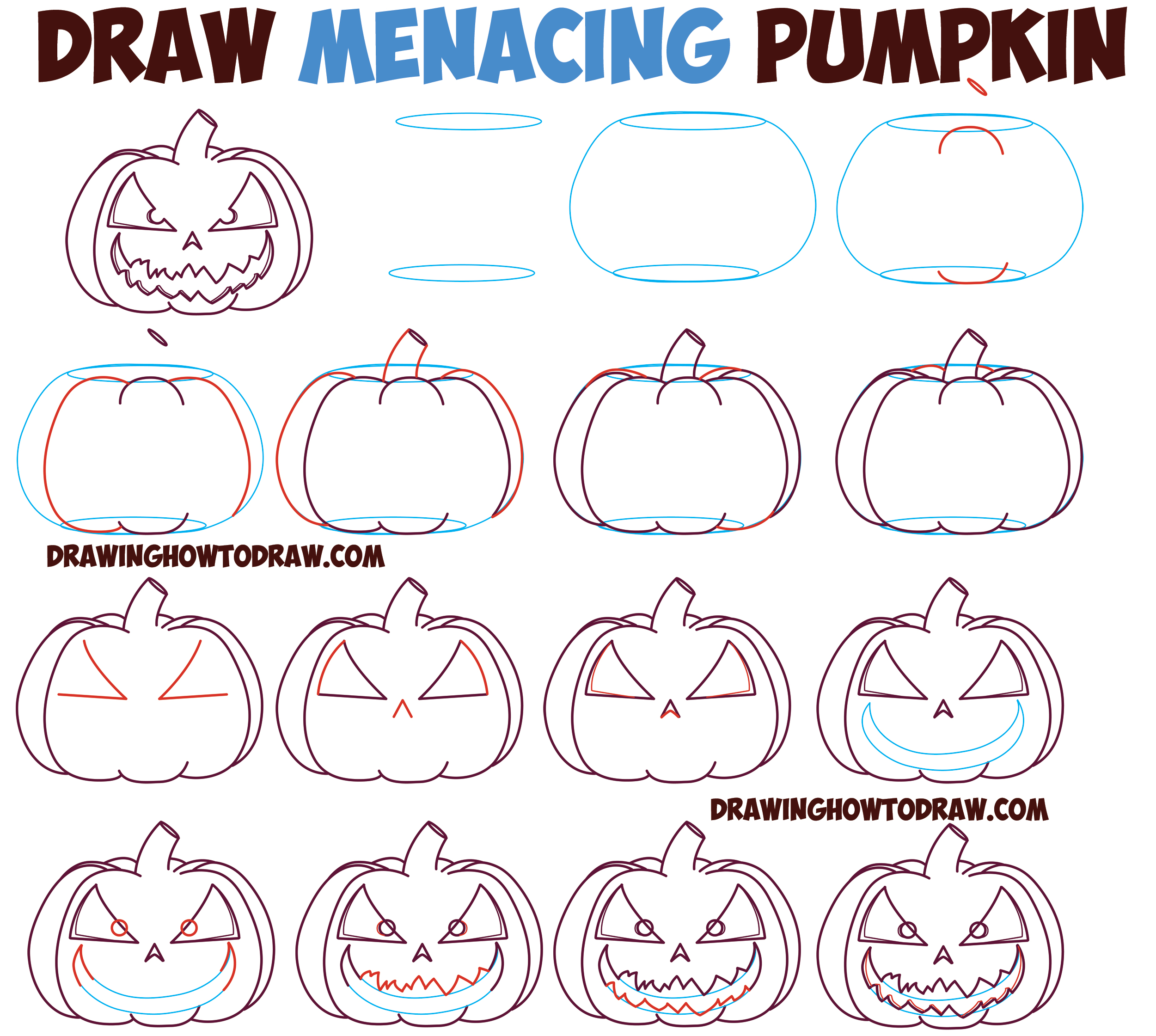 Huge Guide To Drawing Cartoon Pumpkin Faces Jack O Lantern Faces 