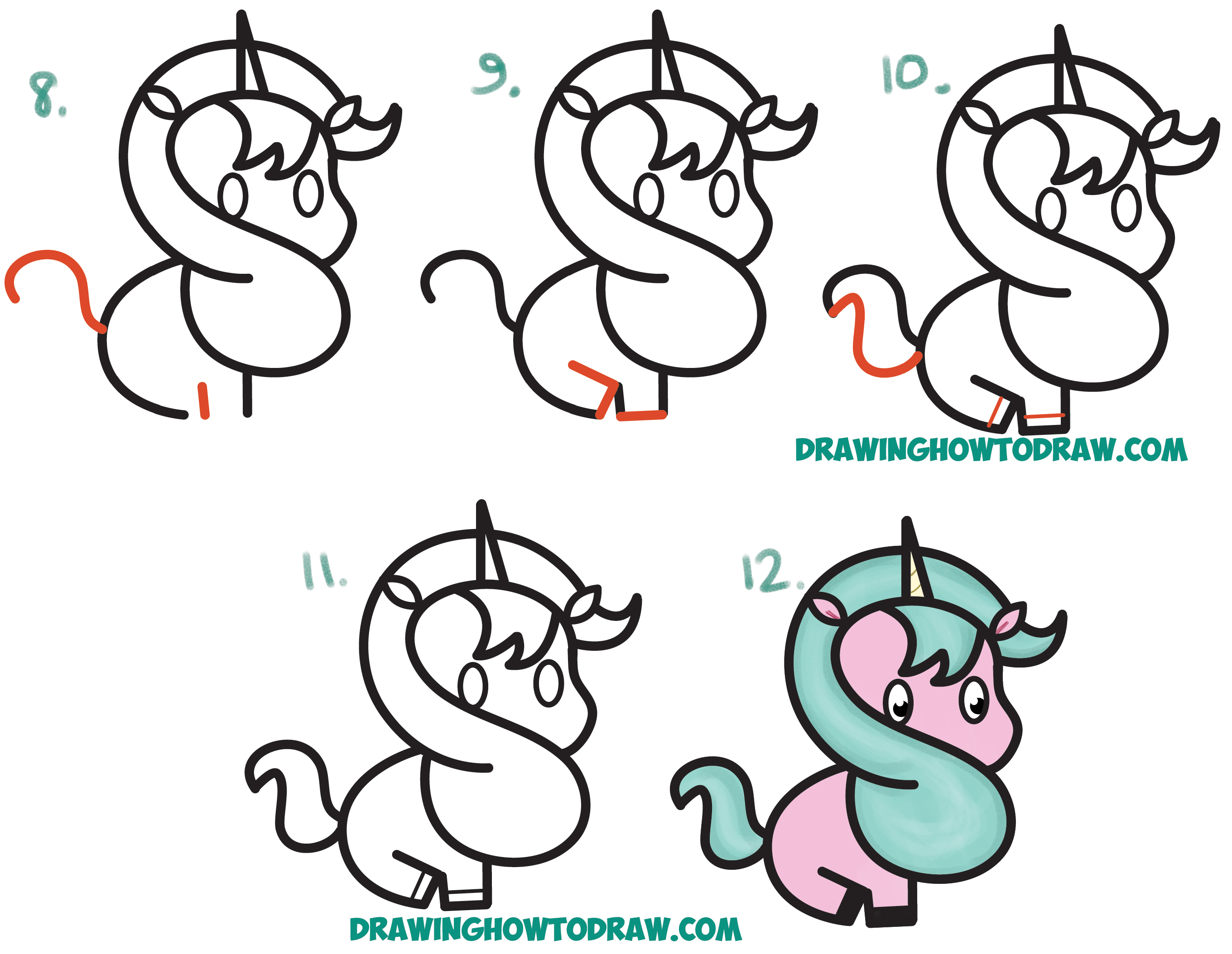 How to Draw a Cute Cartoon Unicorn Kawaii from a Dollar