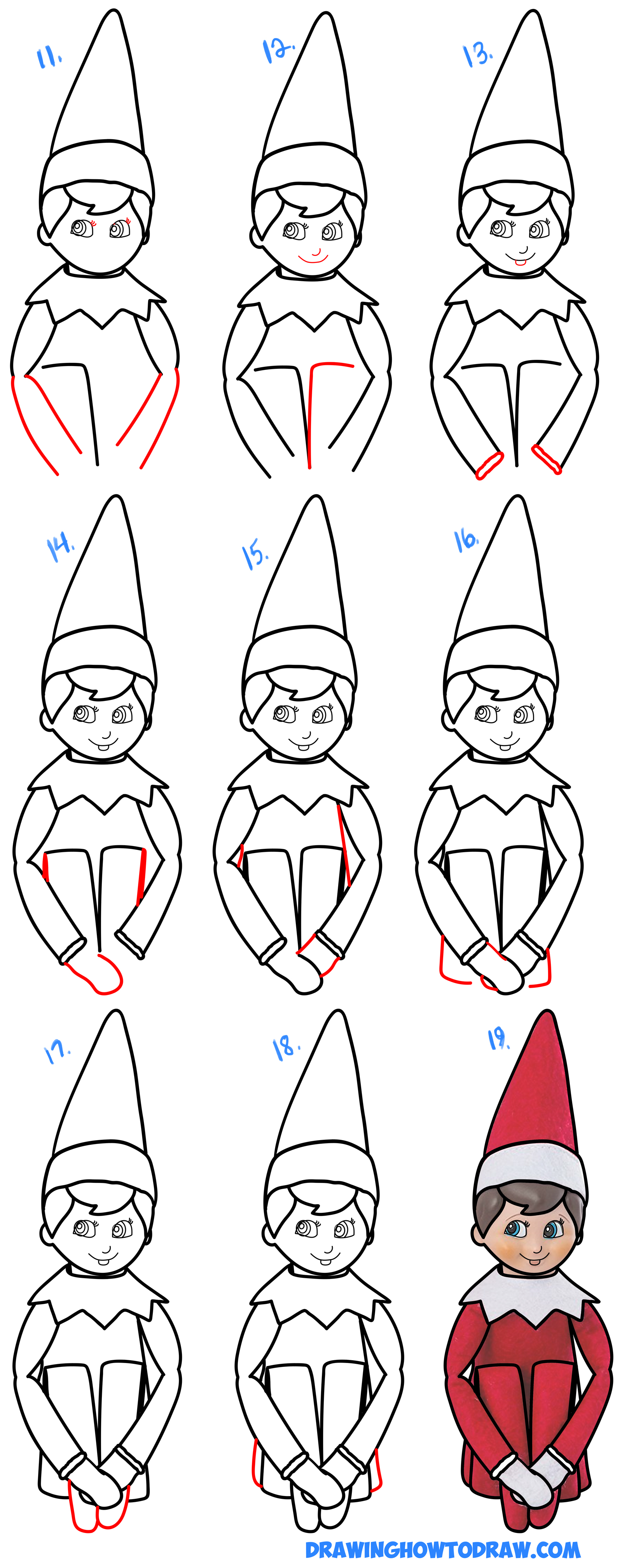 How to Draw The Elf On The Shelf Easy Step by Step Drawing Tutorial for