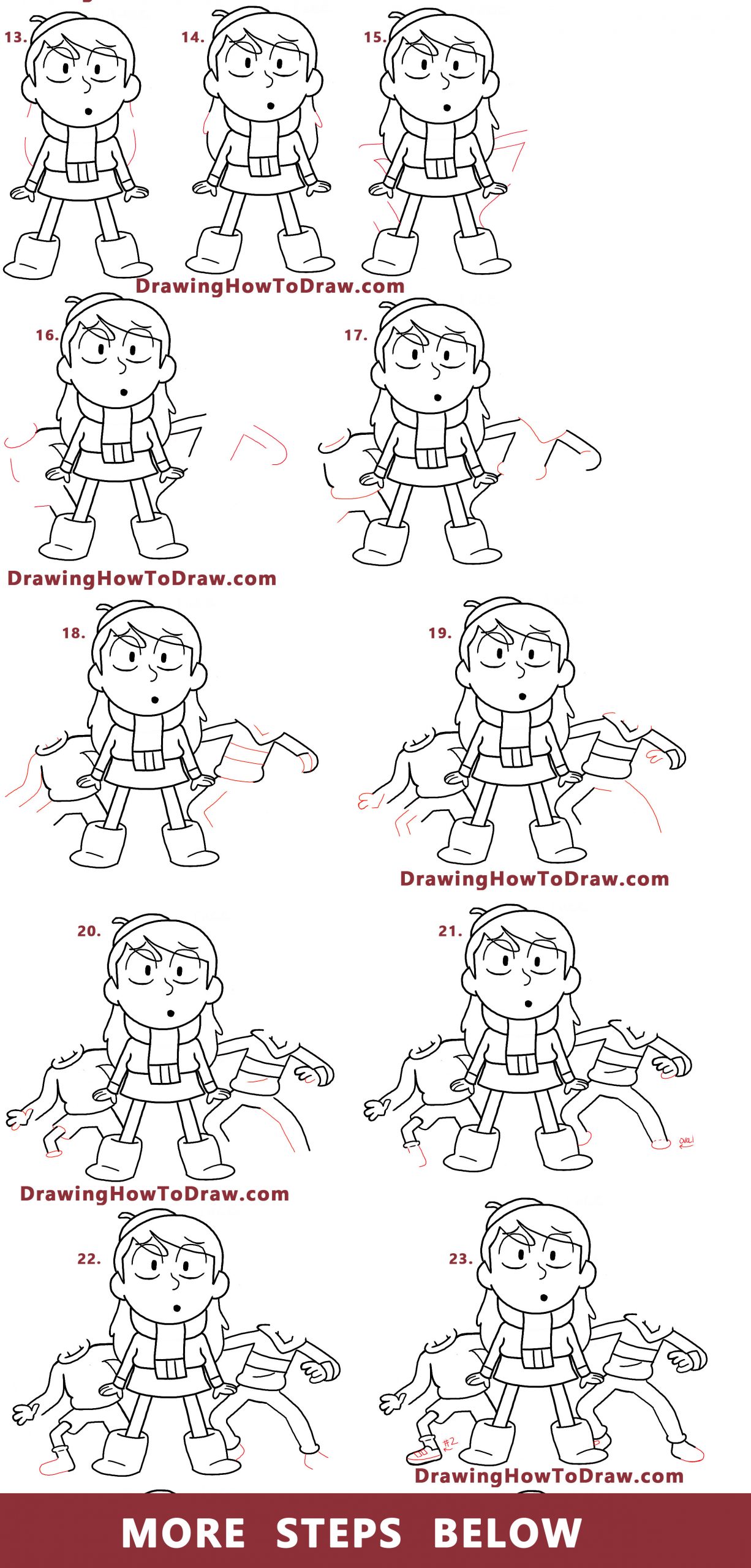 How To Draw Hilda Characters Hilda David And Frida Easy Step By
