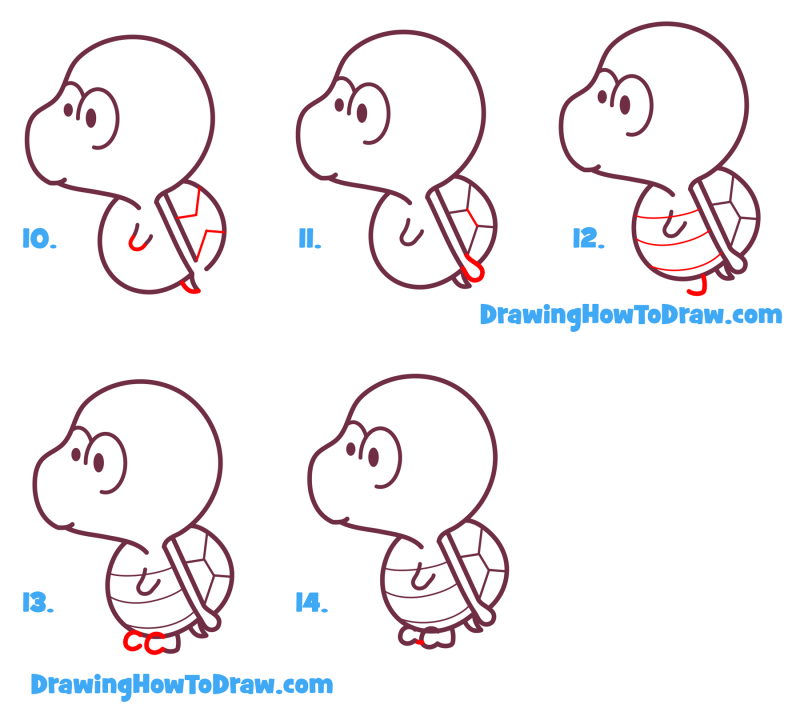 How To Draw Koopa From Super Mario Bros Chibi Kawaii Baby Style