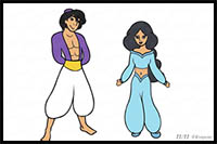 Learn to Draw Aladdin and Princess Jasmin