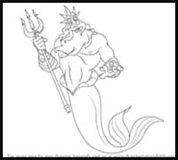 How to Draw King Triton from The Little Mermaid