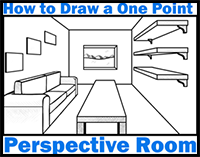 Drawing a bedroom / Interior design perspective - YouTube