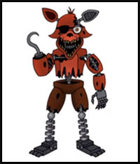 How To Draw Withered Foxy  Five Nights at Freddy's 
