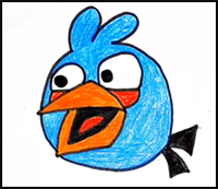 How to Draw Angry Bird The Blues Character Step by Step