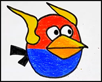 How to Draw Angry Birds Space Character Step by Step