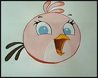 How to Draw Pink Angry Bird Step by Step